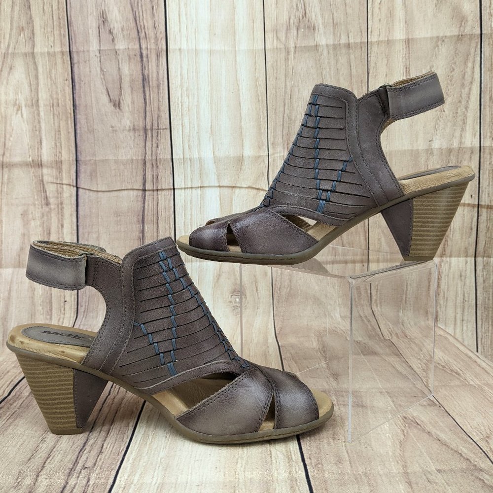 EARTH Libra Heeled Sandals Gray Leather Comfort Sandal Sz 10 - Picture 8 of 10